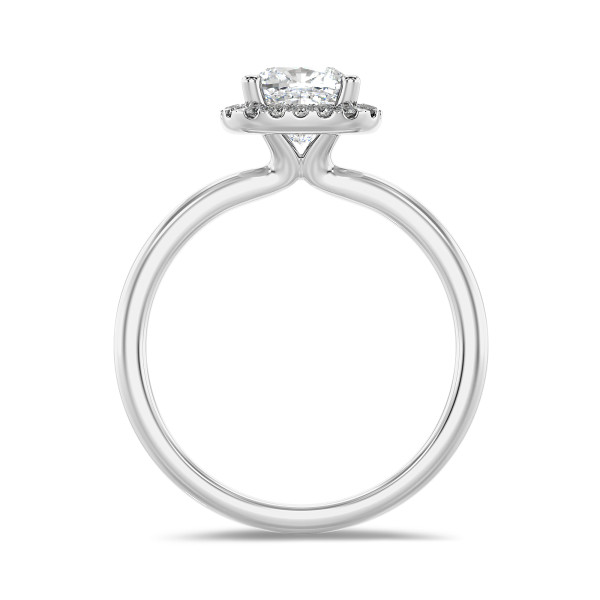 Verlobungsringe - 1.50 Karat Halo Solitärring mit laborgezüchtetem Diamant im Kissenschliff aus Weißgold mit runden laborgezüchteten Diamanten