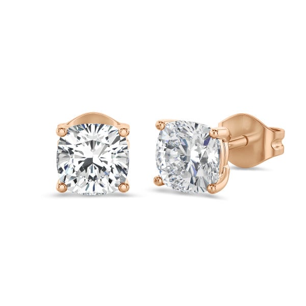 Ohrringe - 2.00 Karat Solitär Ohrringe mit Diamanten in Kissenschliff aus Rotgold