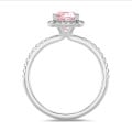 1.50 Karat Halo Solitärring mit rosa Diamant im Kissenschliff aus Weißgold mit runden Diamanten