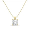 1.00 Karat Solitär Anhänger mit laborgezüchtetem Prinzessdiamant aus Gelbgold