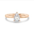1.50 Karat Solitärring aus Rotgold mit Tropfen-Diamant