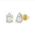 3.00 Karat Solitär Ohrringe aus Gelbgold mit Tropfen-Diamanten