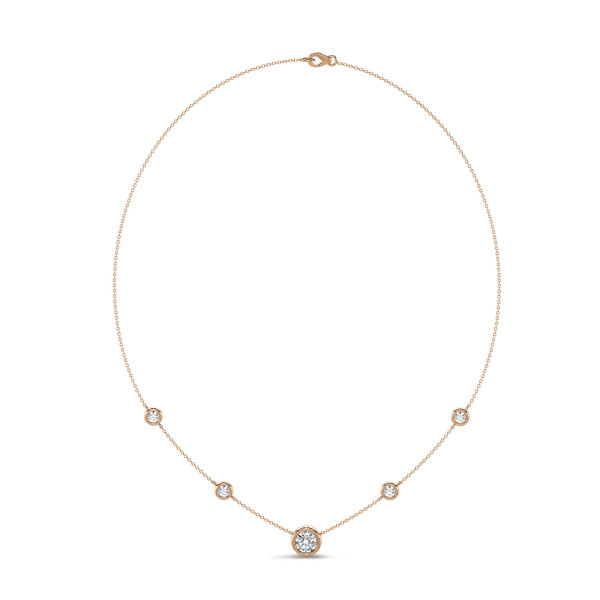 Halsketten - 1.80 Karat Diamant Halskette in Zargenfassung aus Rotgold