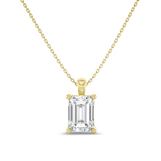 3.00 Karat Solitär Anhänger mit Diamant im Smaragdschliff aus Gelbgold