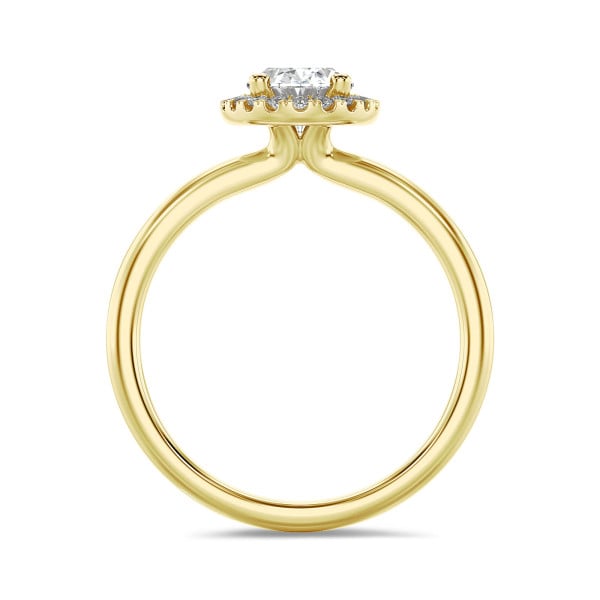Ringe - 1.50 Karat Halo Solitärring mit ovalem Diamant aus Gelbgold mit runden Diamanten