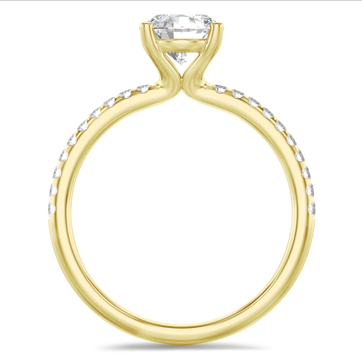 1.50 Karat Solitärring aus Gelbgold mit kleinen Diamanten