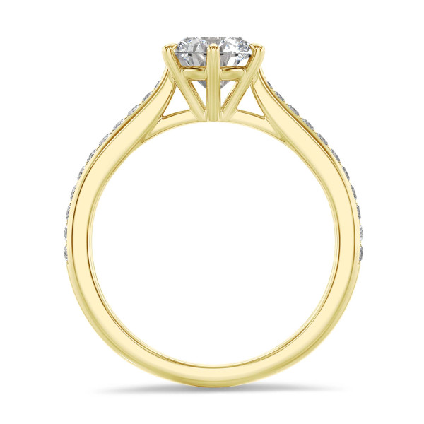 Ringe - 2.00 Karat Solitärring aus Gelbgold mit rundem Diamant und kleinen Diamanten