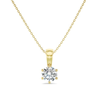 1.00 Karat Solitär Anhänger aus Gelbgold mit rundem laborgezüchtetem Diamant
