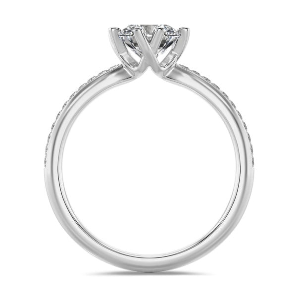Verlobungsringe - 3.00 Karat Solitärring aus Weißgold mit rundem Diamant und kleinen Diamanten
