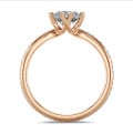 3.00 Karat Solitärring mit Diamant aus Rotgold mit runden Diamanten (rundherum besetzt)