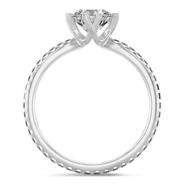 Verlobungsringe - 2.00 Karat Solitärring mit Labordiamant aus Weißgold mit runden Labordiamanten (rundherum besetzt)