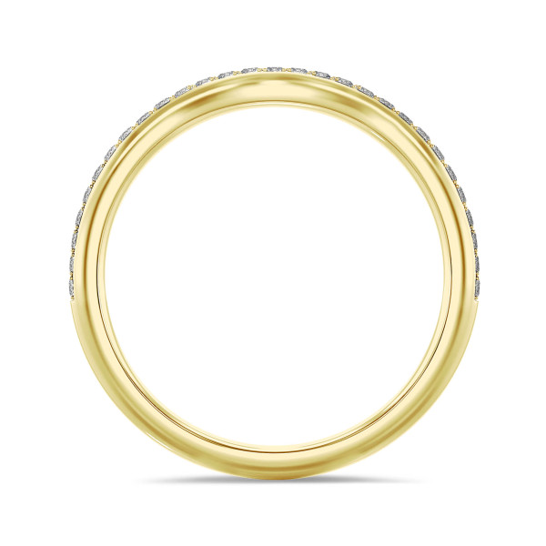 Ringe - 0.23 Karat geschwungener Memoire Ring mit Labordiamanten (halb besetzt) aus Gelbgold