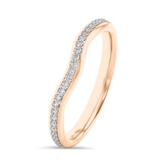 0.23 Karat geschwungener Memoire Ring mit Diamanten (halb besetzt) aus Rotgold