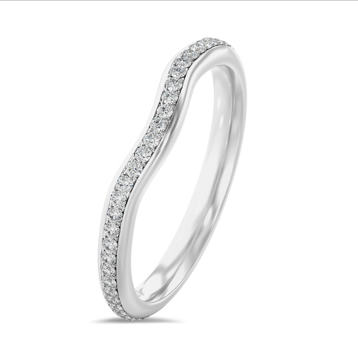 0.41 Karat geschwungener Memoire Ring mit Diamanten (rundherum besetzt) aus Weißgold