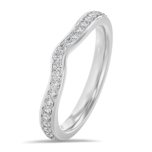 Ringe - 0.20 Karat geschwungener Memoire Ring (halb besetzt) aus Weißgold mit runden Diamanten