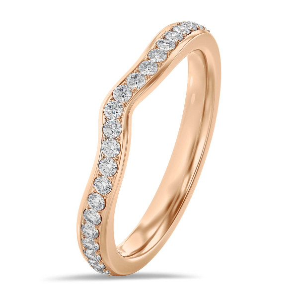 0.20 Karat geschwungener Memoire Ring (halb besetzt) aus Rotgold mit runden Labordiamanten