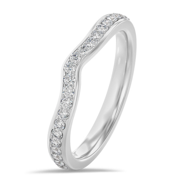 0.20 Karat geschwungener Memoire Ring (halb besetzt) aus Platin mit runden Labordiamanten