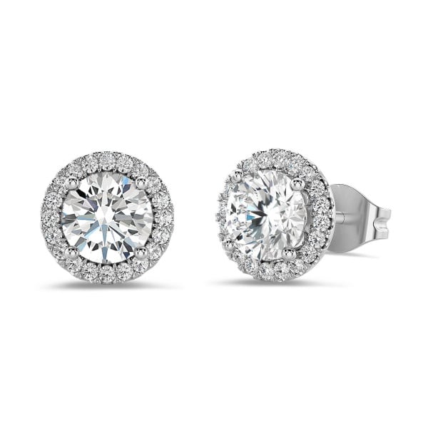 Ohrringe - 2.00 Karat Diamant Halo Ohrringe aus Weißgold