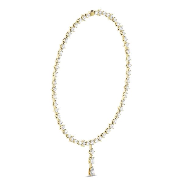 Halsketten - 24.70 Karat Diamant Halskette aus Gelbgold mit abnehmbarem Anhänger