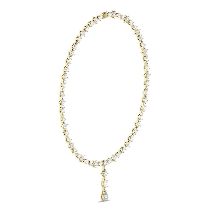 24.70 Karat laborgezüchtete Diamant Halskette aus Gelbgold mit abnehmbarem Anhänger