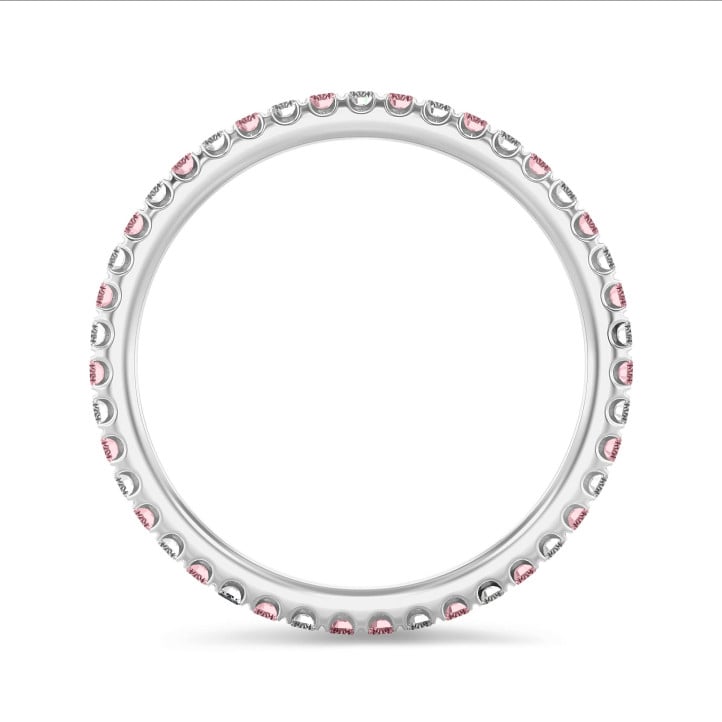 0.55 Karat Memoire Ring (rundherum besetzt) aus Weißgold mit runden rosa und weißen Diamanten