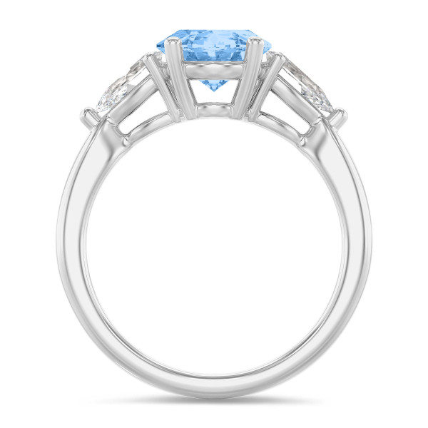 Search all PLP - Einzigartiger Trilogie-Ring mit einem ovalen Fancy Intense-Vivid Blue-Diamanten von 2.00 Karat und seitlichen weißen Tropfen-Diamanten von je 0.30 Karat in Weißgold