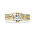 2.50 Karat Solitärring mit Diamant aus Gelbgold mit runden Diamanten (rundherum besetzt)