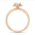 5.00 Karat Halo Solitärring aus Rotgold mit Tropfen-Diamant und runden Diamanten