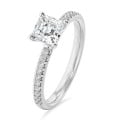1.50 Karat Solitärring mit asscher geschliffenem Diamant aus Weißgold und kleinen Diamanten