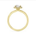 2.00 Karat Halo Solitärring mit Diamant im Radiant-Schliff aus Gelbgold und runden Diamanten