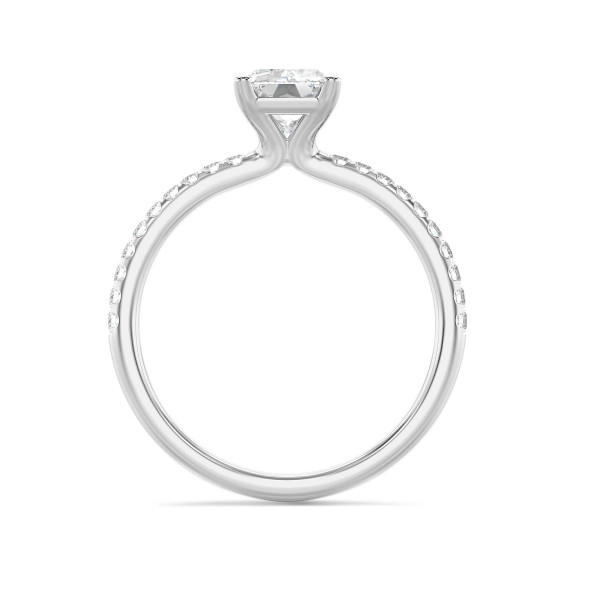 Search all PLP - 3.00 Karat Solitärring mit laborgezüchtetem Diamant im Radiant-Schliff aus Weißgold und kleinen Labordiamanten