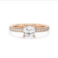 5.00 Karat Solitärring mit asscher geschliffenem Diamant aus Rotgold und kleinen Diamanten