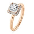 5.00 Karat Halo Solitärring mit asscher geschliffenem Diamant aus Rotgold und runden Diamanten