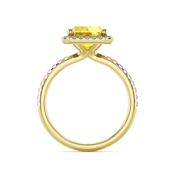 Ringe - 3.00 Karat Halo Solitärring mit gelbem Diamant im Radiant-Schliff aus Gelbgold