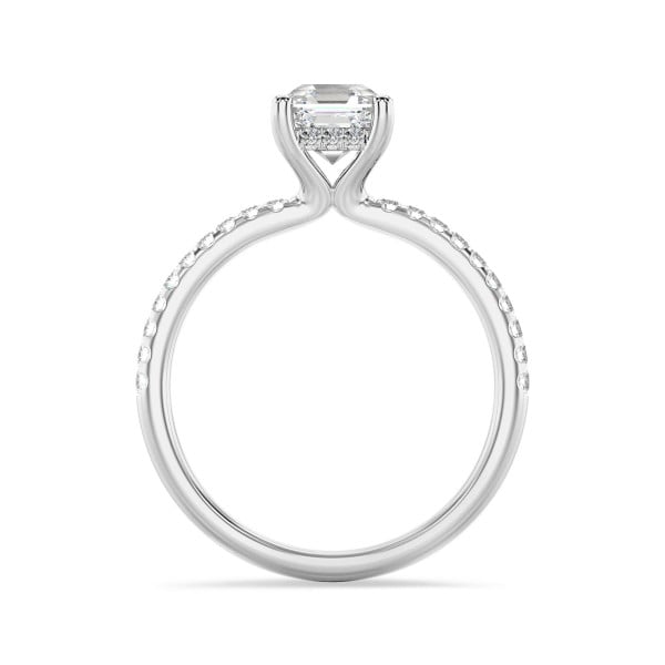 Verlobungsringe - 1.50 Karat Solitärring mit asscher geschliffenem Diamant und hidden halo aus Weißgold