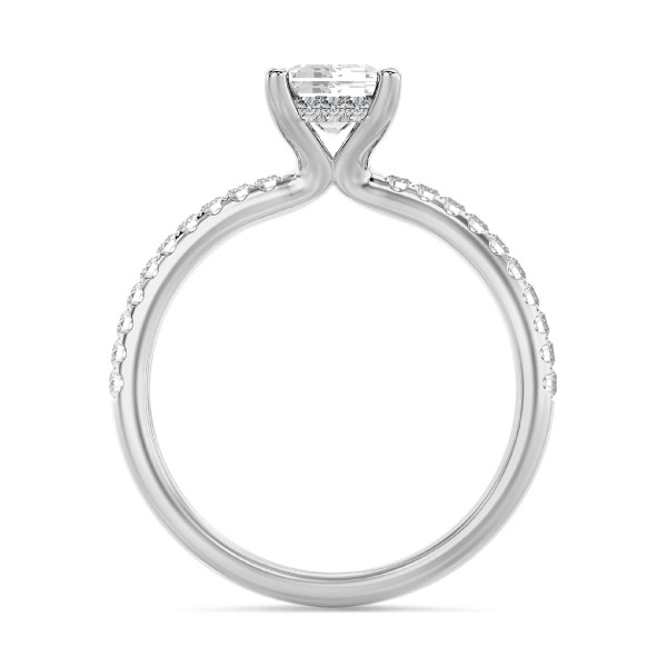 Ringe - 1.50 Karat Solitärring mit laborgezüchtetem Diamant im Smaragdschliff und hidden halo aus Weißgold