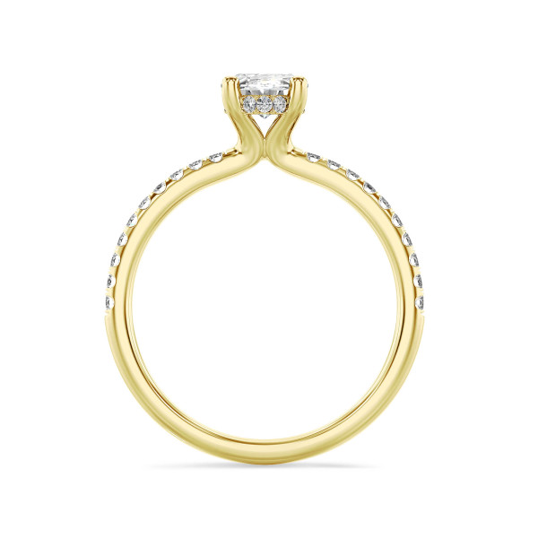 Ringe - 2.00 Karat Solitärring mit ovalem Diamant und hidden halo aus Gelbgold