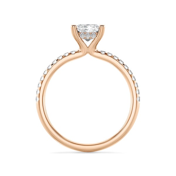 Ringe - 1.50 Karat Solitärring mit Prinzessdiamant und hidden halo aus Rotgold