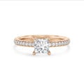 3.00 Karat Solitärring mit Prinzessdiamant und hidden halo aus Rotgold