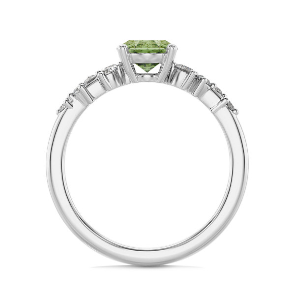 Search all PLP - 1.00 Karat Solitär-Cluster-Ring aus Weißgold mit Fancy Vivid Green ovalem Diamanten