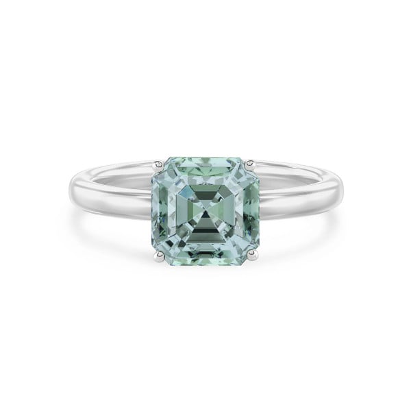 Verlobungsringe - Sonderedition - 2.50 Karat Solitär-Ring aus Weißgold mit einem Fancy Intense-Vivid Blue-Green Labordiamanten im Asscher-Schliff