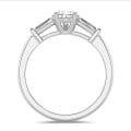 3.00 Karat Trilogie-Ring aus Platin mit laborgezüchtetem Tropfen-Diamant und laborgezüchteten konischen Baguettes