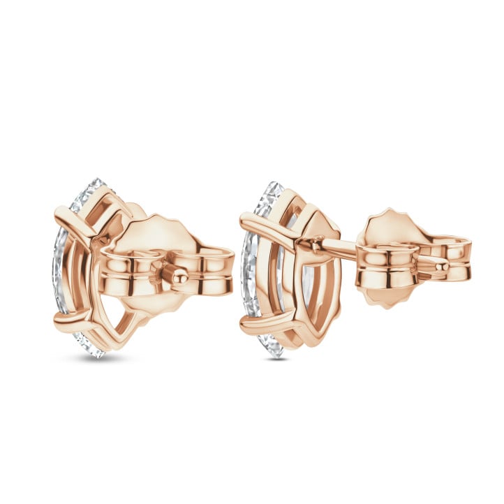 3.00 Karat Solitär Ohrringe aus Rotgold mit Marquise-Diamanten