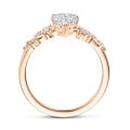 1.00 Kt Solitär-Cluster-Ring aus Rotgold mit Diamant im Tropfenschliff