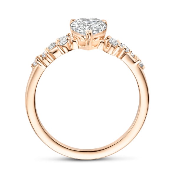 Verlobungsringe - 2.00 Kt Solitär-Cluster-Ring aus Rotgold mit Diamant im Tropfenschliff