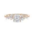 2.00 Kt Solitär-Cluster-Ring aus Rotgold mit Diamant im Kissenschliff