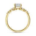 1.00 Kt Solitär-Cluster-Ring aus Rotgold mit Diamant im Asscherschliff