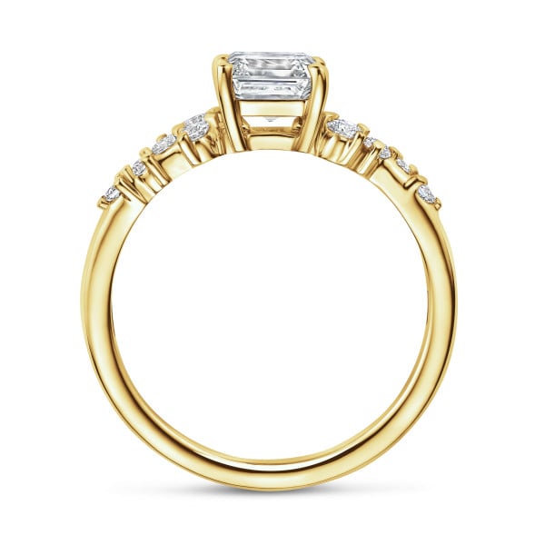 Reine d’Anvers - 1.00 Kt Solitär-Cluster-Ring aus Rotgold mit Diamant im Asscherschliff