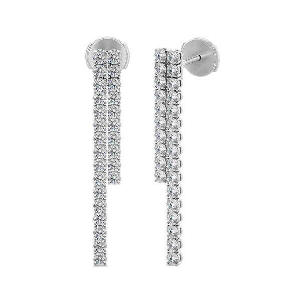 Earrings - Straight earrings with 3.90 carat lab grown diamonds in white gold