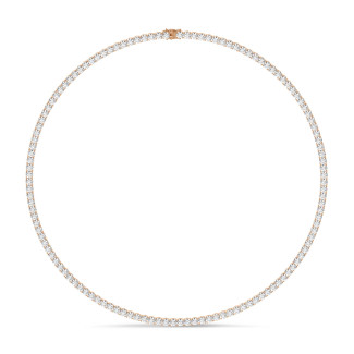 Straight riviere necklace with 14.60 Ct lab grown diamonds in red gold